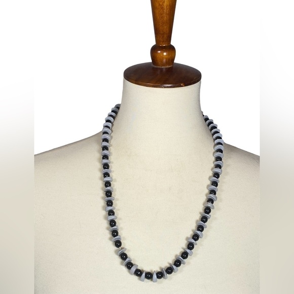 Black and Grey Beaded Necklace - Picture 2 of 5